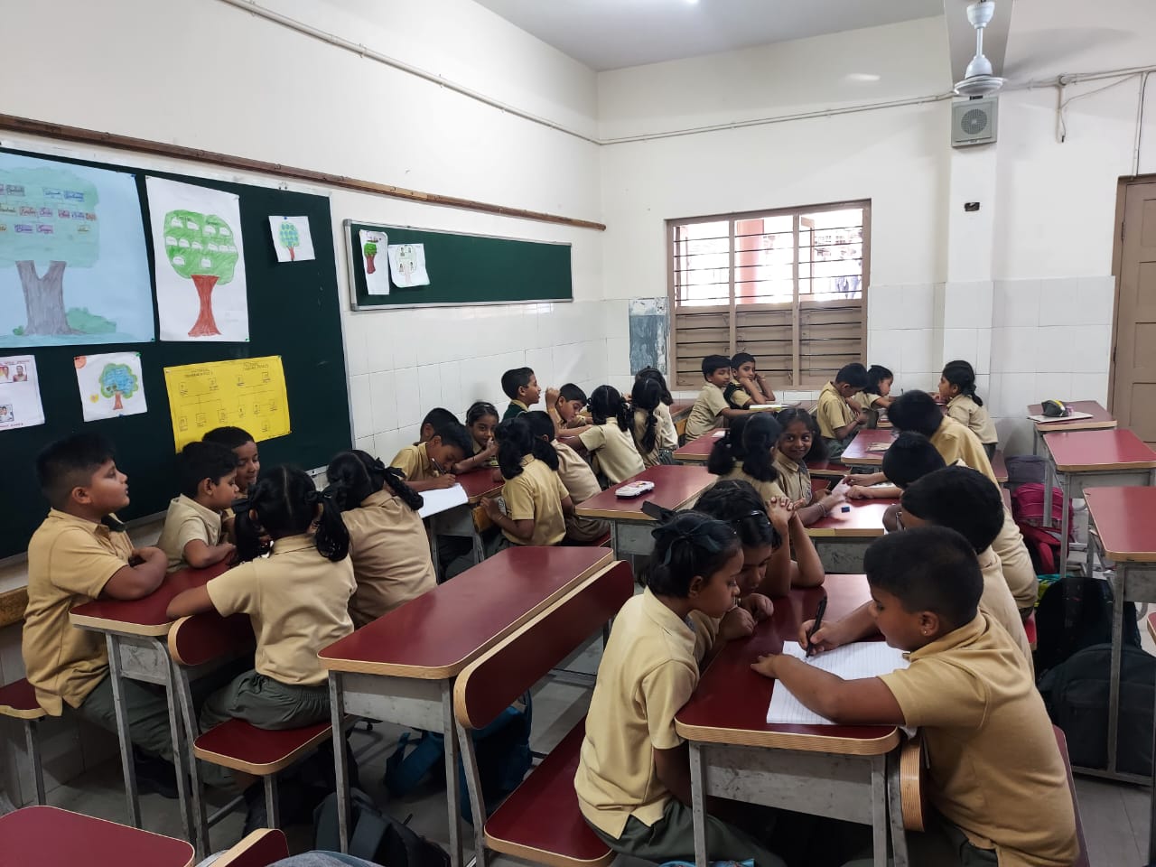 Primary students participating in a science-based activity